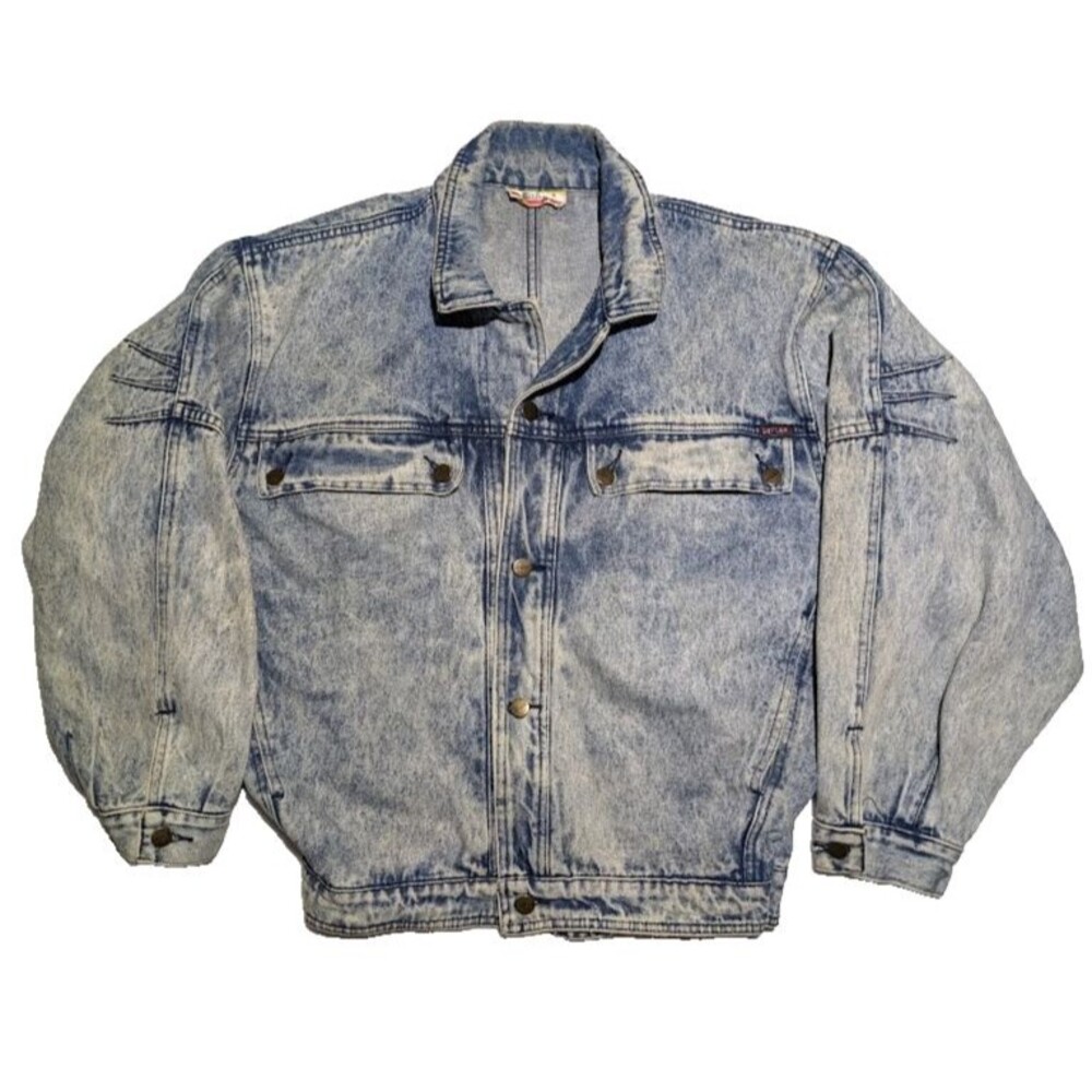 Vintage Cotler Acid Wash Denim Jacket Dolman Batwing Size Mens S 80s Rock Metal